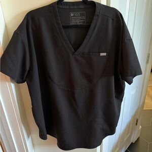 Figs  V-Neck Black Short Sleeve scrub top